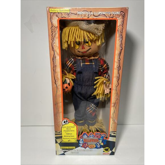 Vintage 1993 Halloween Holiday Creations Animated Scarecrow Motionette Figure